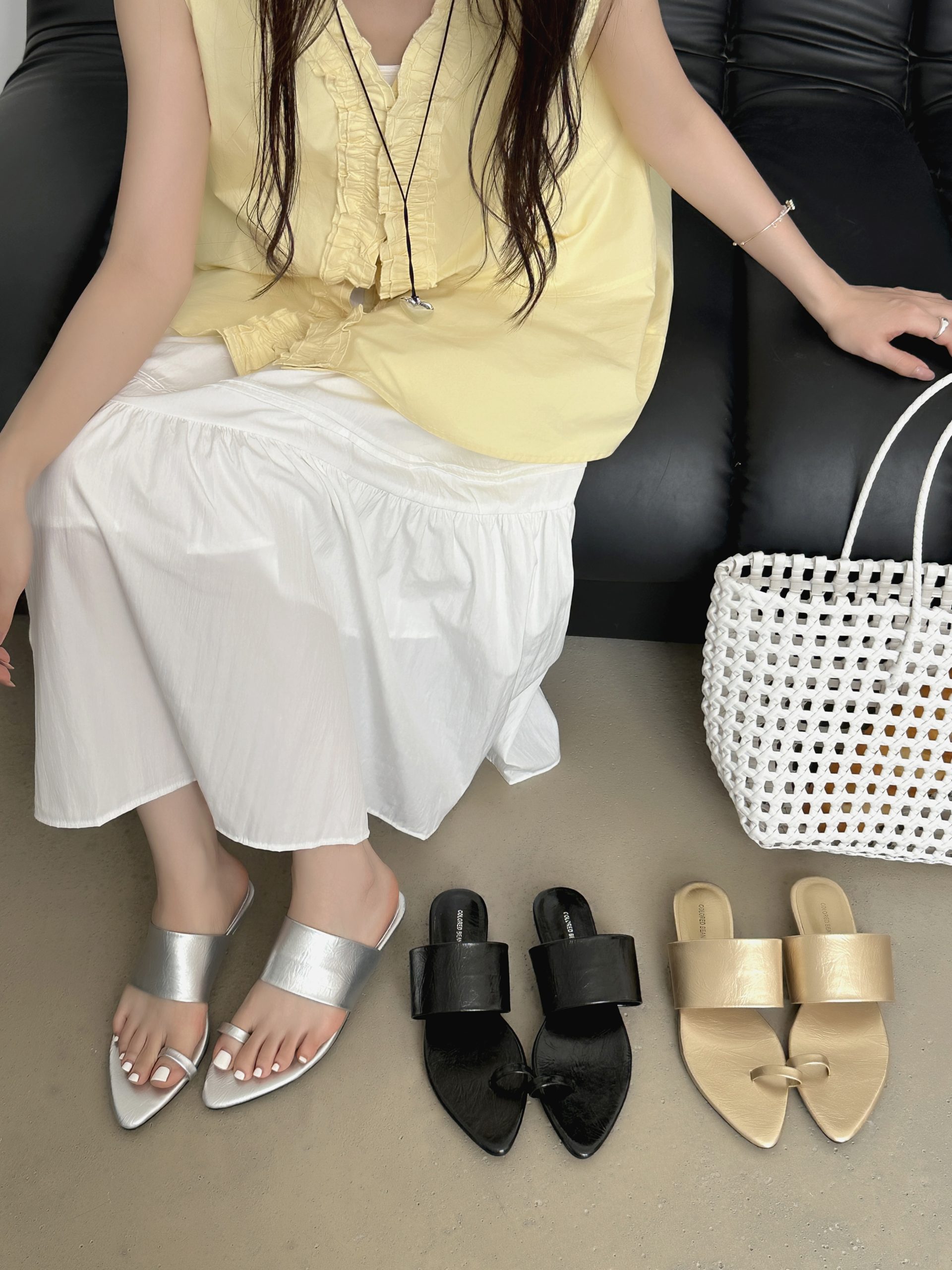 2025 New Flat Pointed Toe Slippers Women's Open Toe Low Heel Sandals Fashion Slides - Image 3