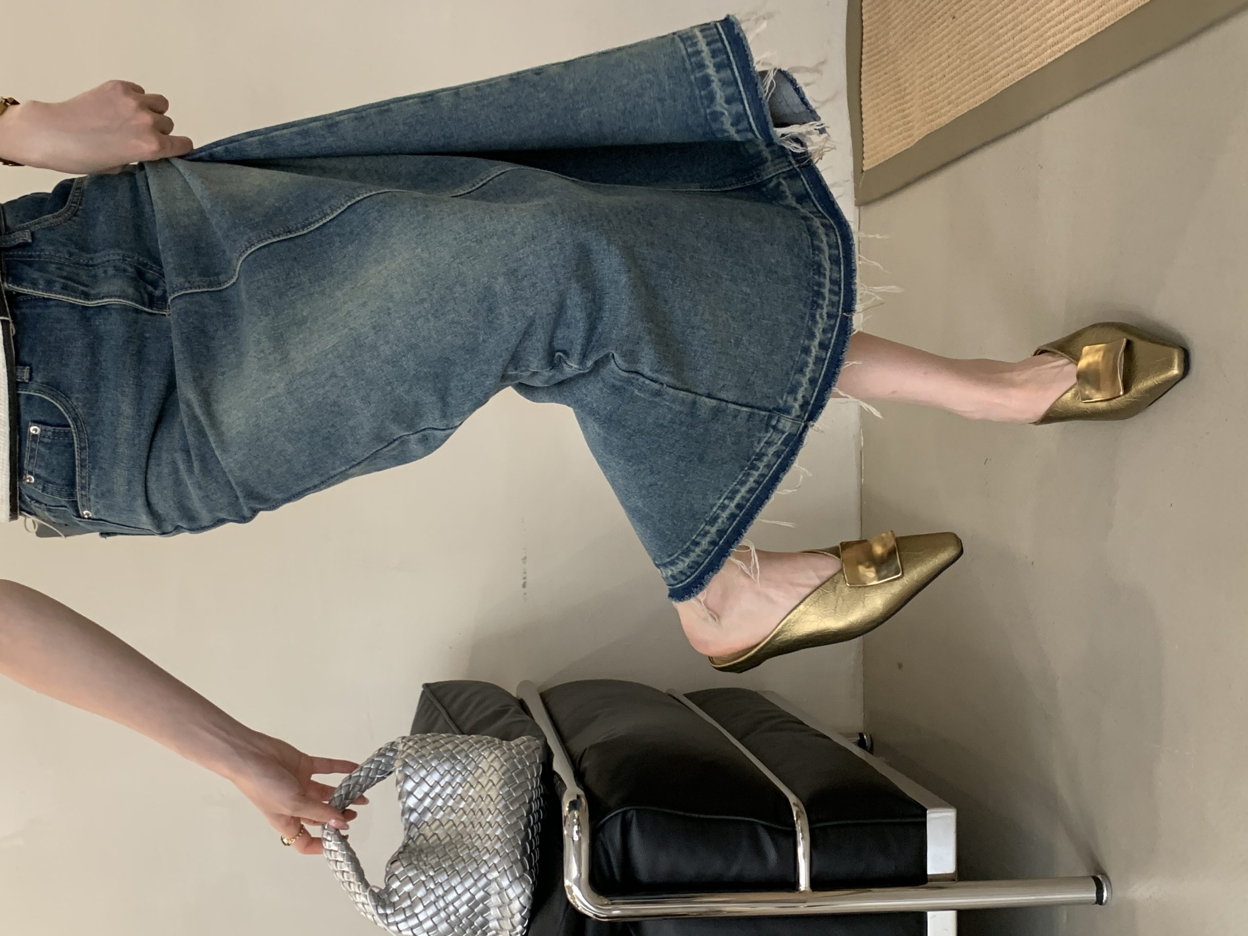 2025 New Summer Metal Buckle Square Toe Flat Slippers Fashion Versatile Mules - Image 2