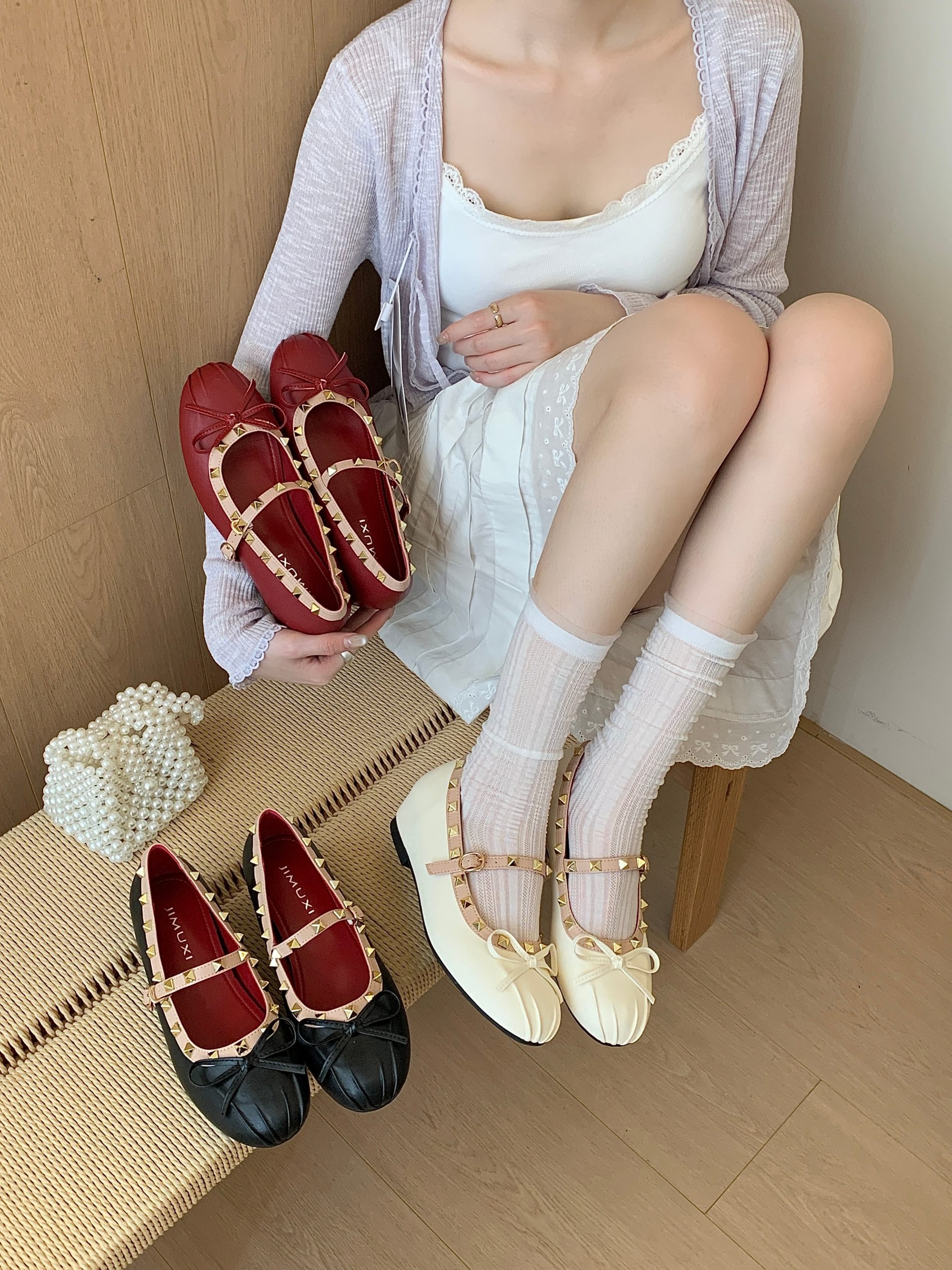 2026 Autumn New Rivet Mary Jane Shoes with Hidden Heel for Women