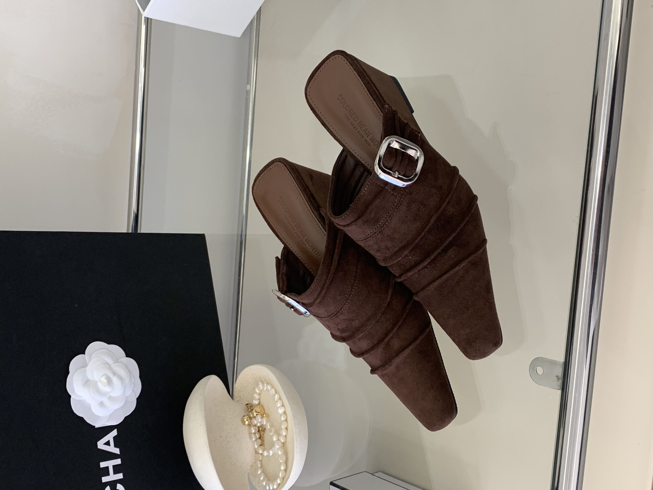 2026 New Spring Chunky Heel French Buckle Closed Toe Half Slipper Women's Comfortable Platform Shoes