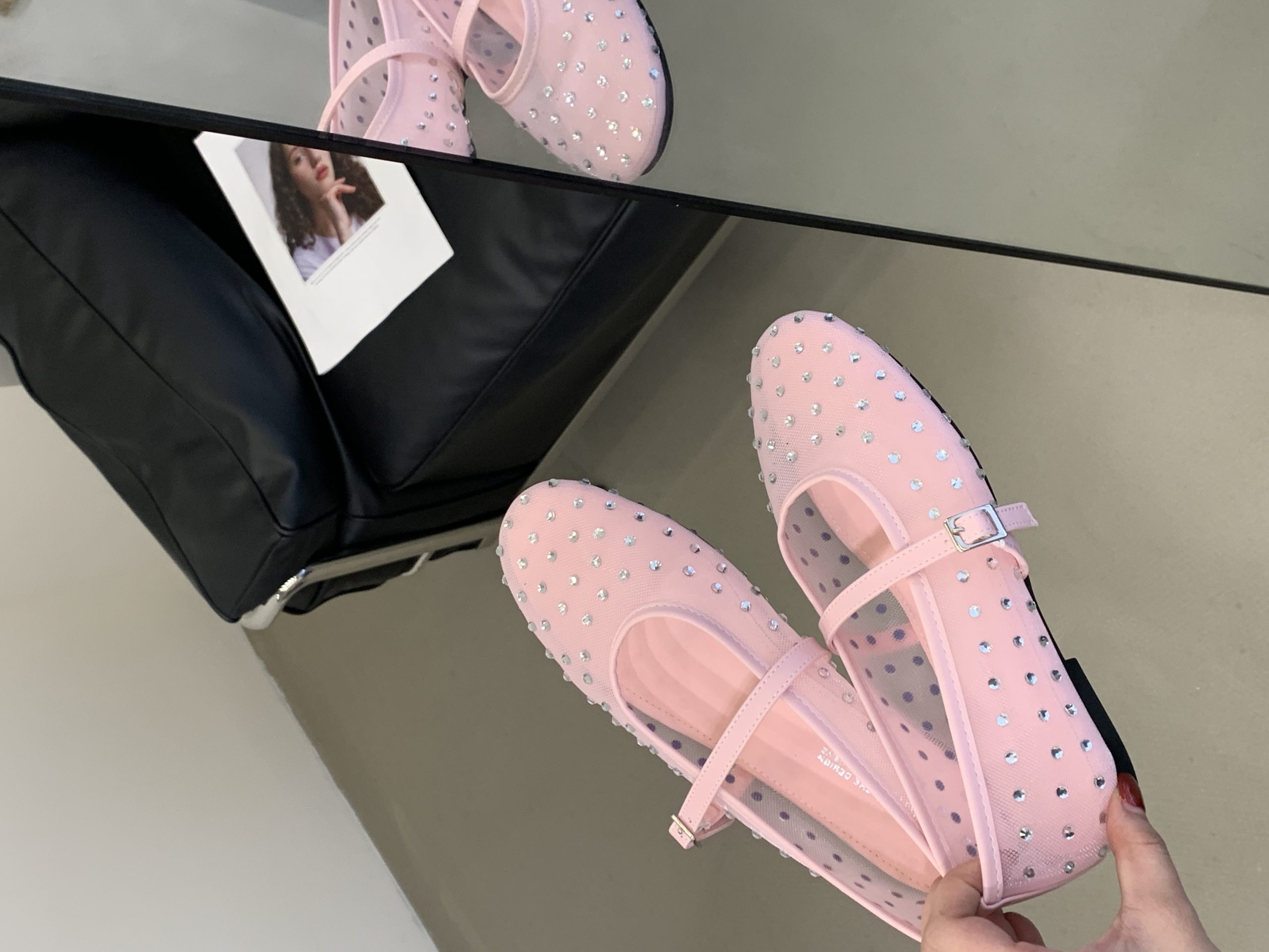 2026 Summer New Mary Jane Shoes Women Casual Soft Sole Mesh Rhinestone Flats - Image 3