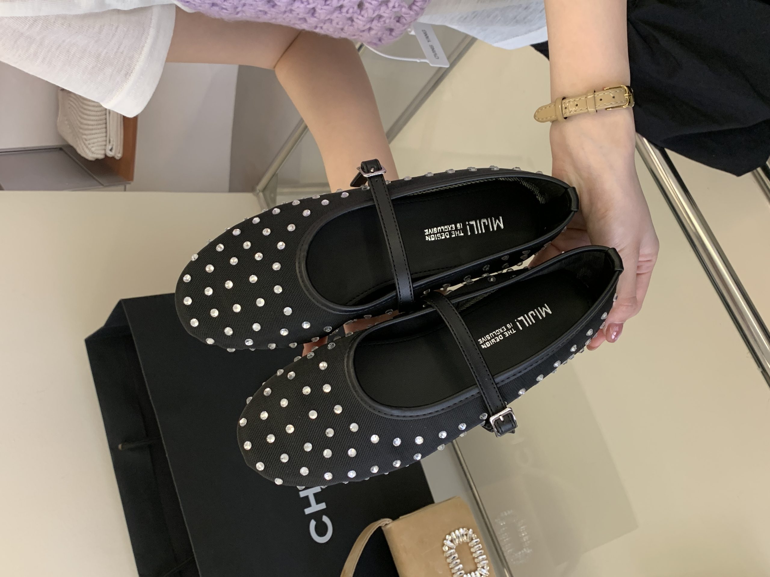 2026 Summer New Mary Jane Shoes Women Casual Soft Sole Mesh Rhinestone Flats - Image 4